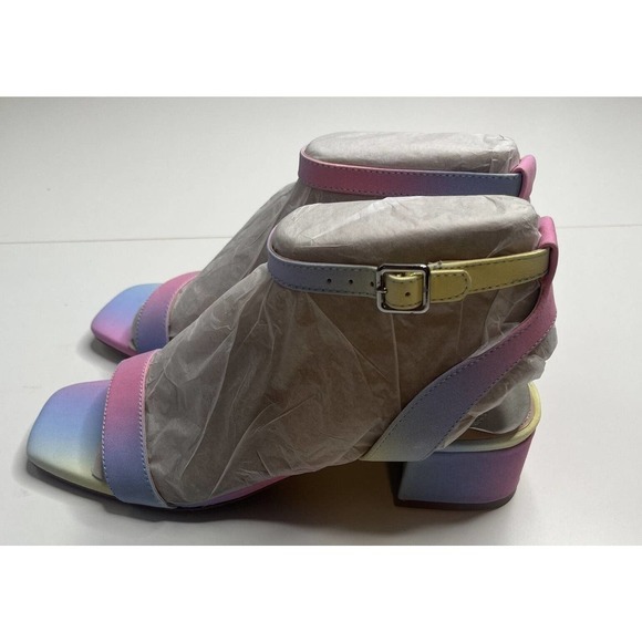 NEW Vince Camuto Jantta High Heel Rainbow Sandals Size 7.5 Women’s Pink Blue - Picture 7 of 11